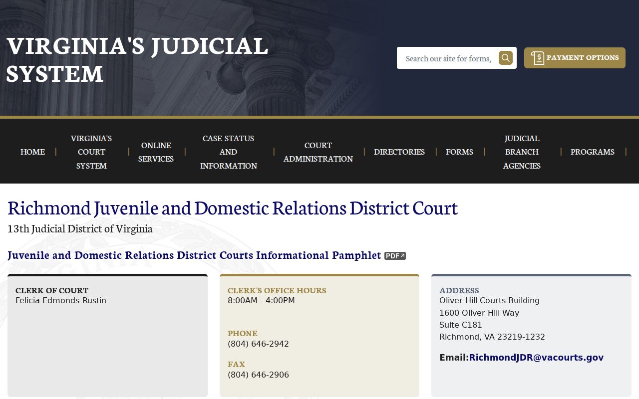 Richmond City warrant access guidance for Juvenile and Domestic Relations Court