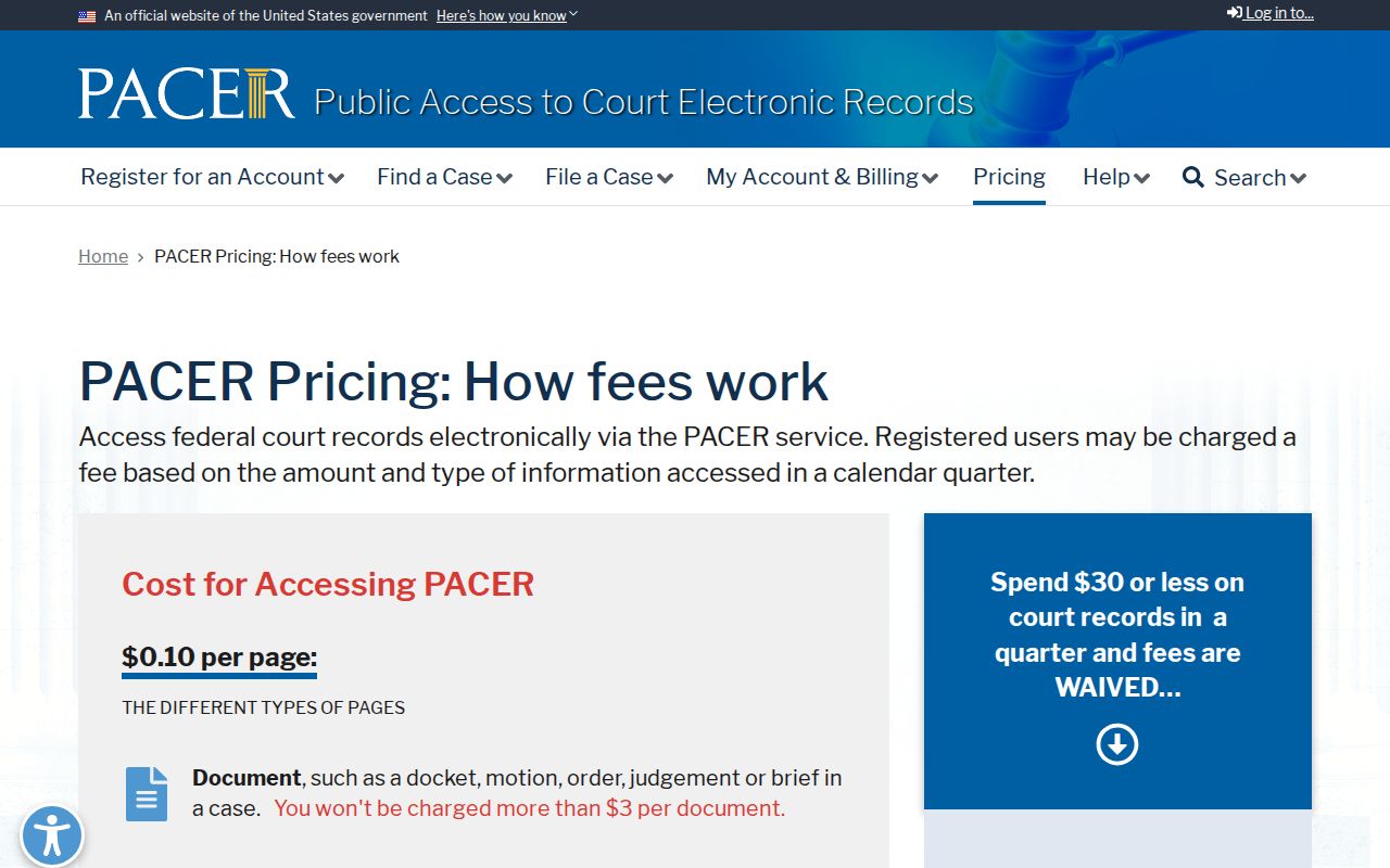 Richmond City federal case docket access through PACER